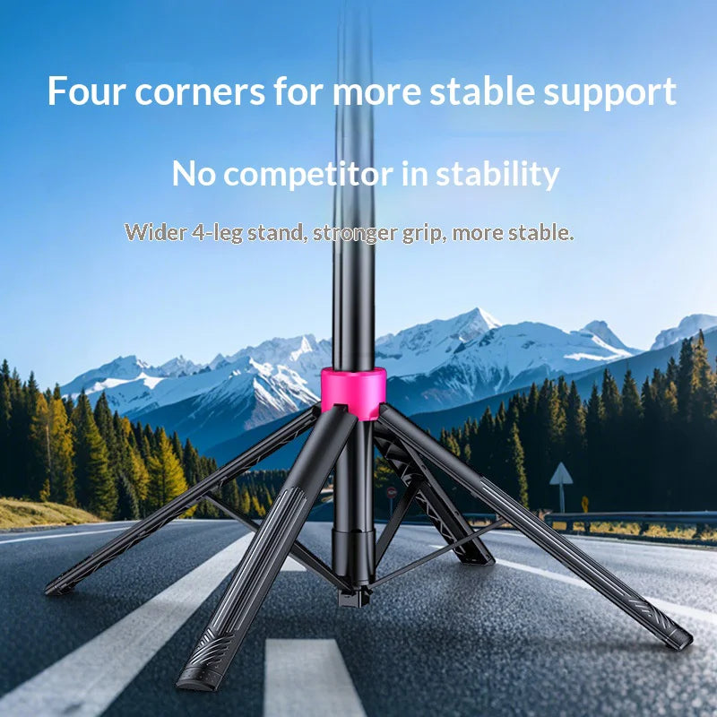 CYKE SS1 Phone Tripod 165cm Extendable Selfie Stick 4-Leg Stable Stand with Bluetooth-compatible Remote - Black - 5