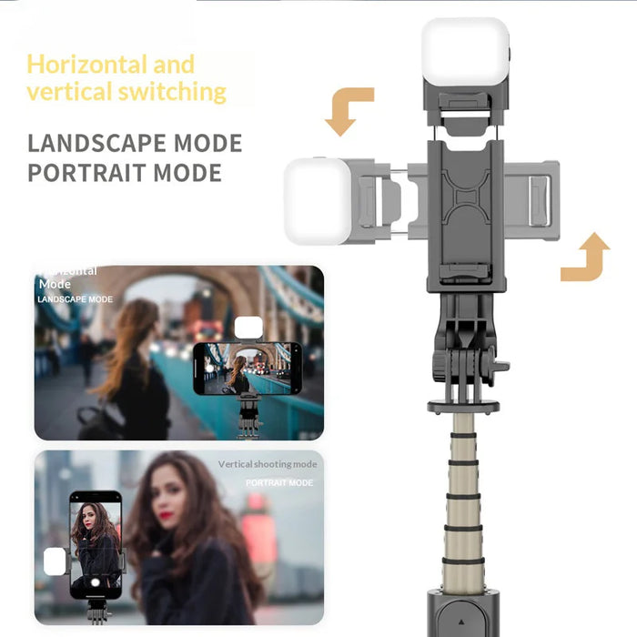 CYKE Q11S 2 in 1 7-section Extendable Stainless Steel Tripod Foldable Selfie Stick with 3-color LED Fill Light - 4