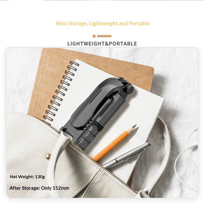 CYKE Q11S 2 in 1 7-section Extendable Stainless Steel Tripod Foldable Selfie Stick with 3-color LED Fill Light - 6