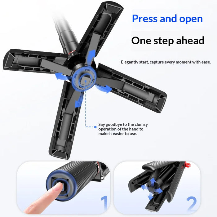 CYKE F07 Portable Selfie Stick Pop-up 4-leg Tripod Stand with Bluetooth-compatible Remote - Without Fill Light - 5