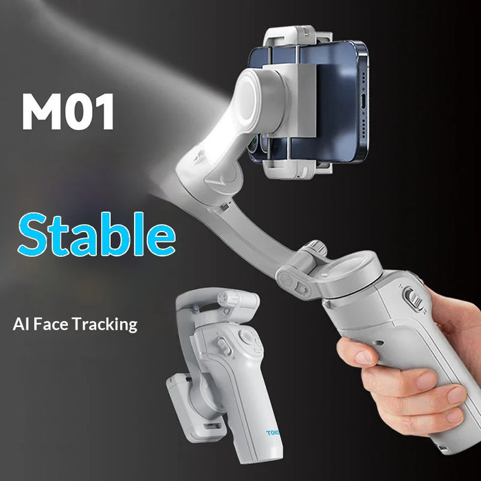 TOKQI M01 Anti-shake AI Face Tracking Handheld 3-Axis Gimbal Stabilizer Built-in LED Fill Light for Smartphone - 6