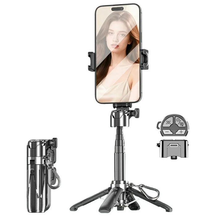 P15-Y Selfie Stick Extendable Tripod Stand with Remote Control for Smartphones - Black - 1