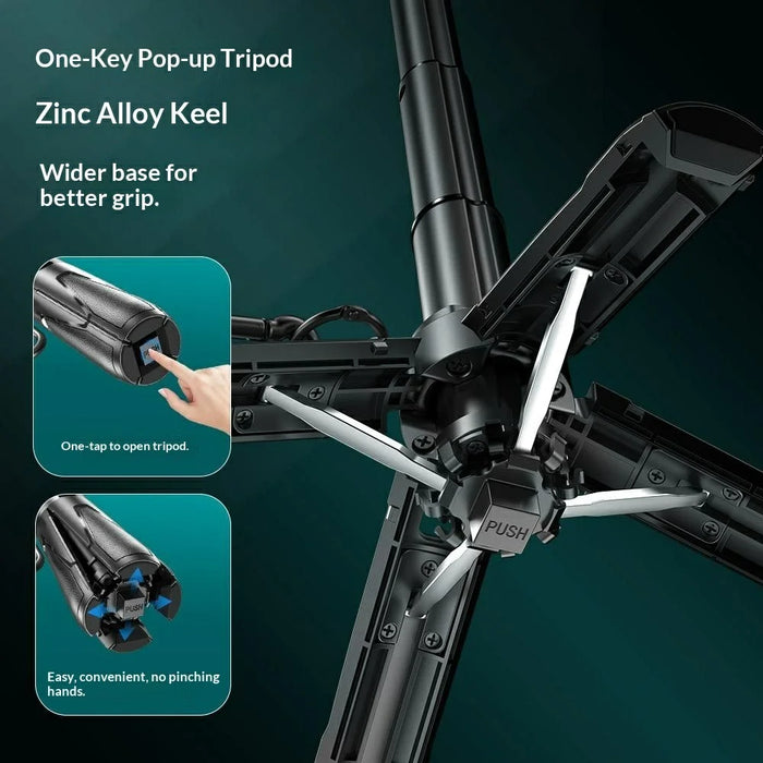 P15-Y Selfie Stick Extendable Tripod Stand with Remote Control for Smartphones - Black - 5