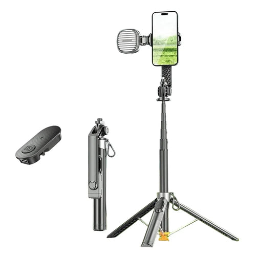 P61 Stretchable Selfie Stick with G-Style Fill Light, Auto Pop-Up Cell Phone Tripod Stand Remote Control for Live Streaming / Video Recording - 1