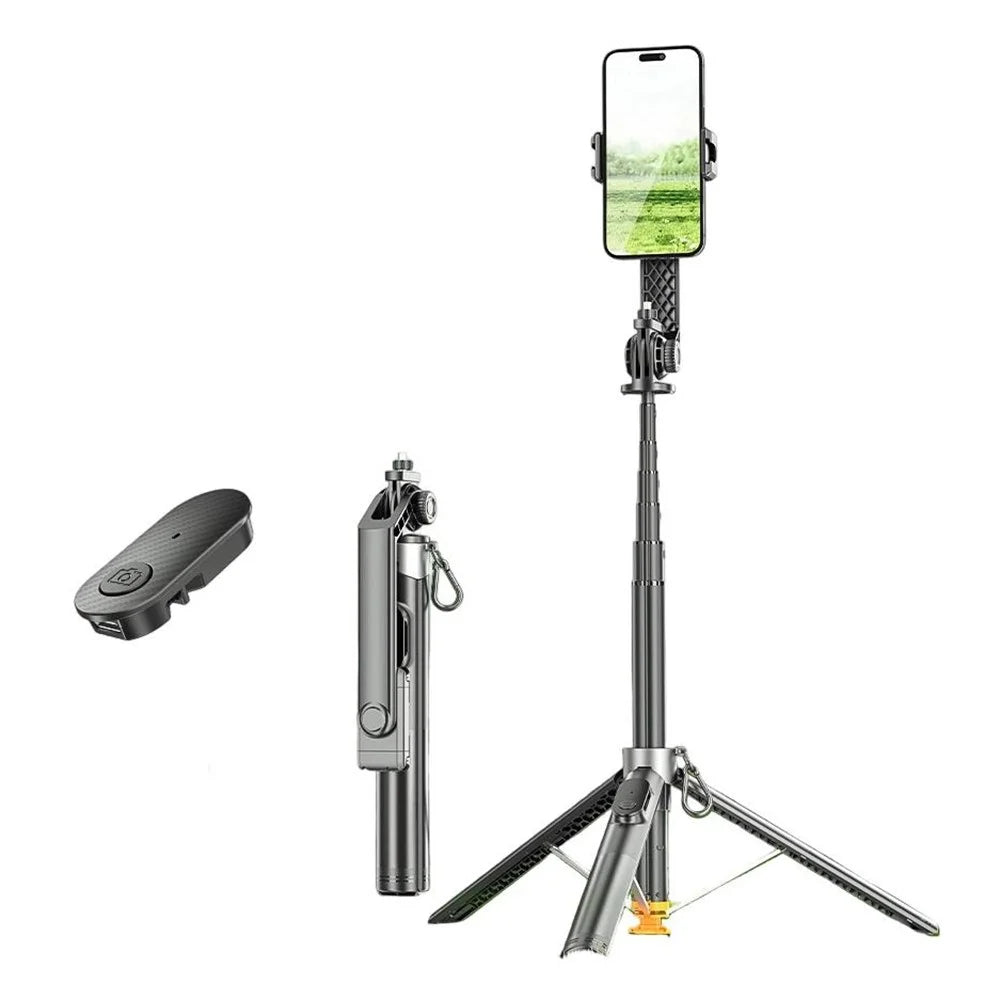 P61 Stretchable Selfie Stick Auto Pop-Up Cell Phone Tripod Stand with Remote Control for Live Streaming / Video Recording - 1