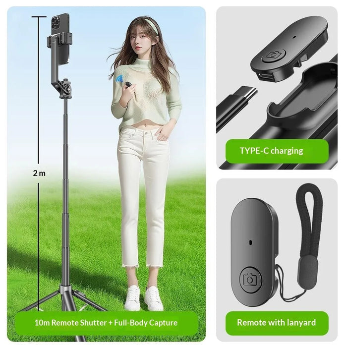 P61 Stretchable Selfie Stick Auto Pop-Up Cell Phone Tripod Stand with Remote Control for Live Streaming / Video Recording - 7