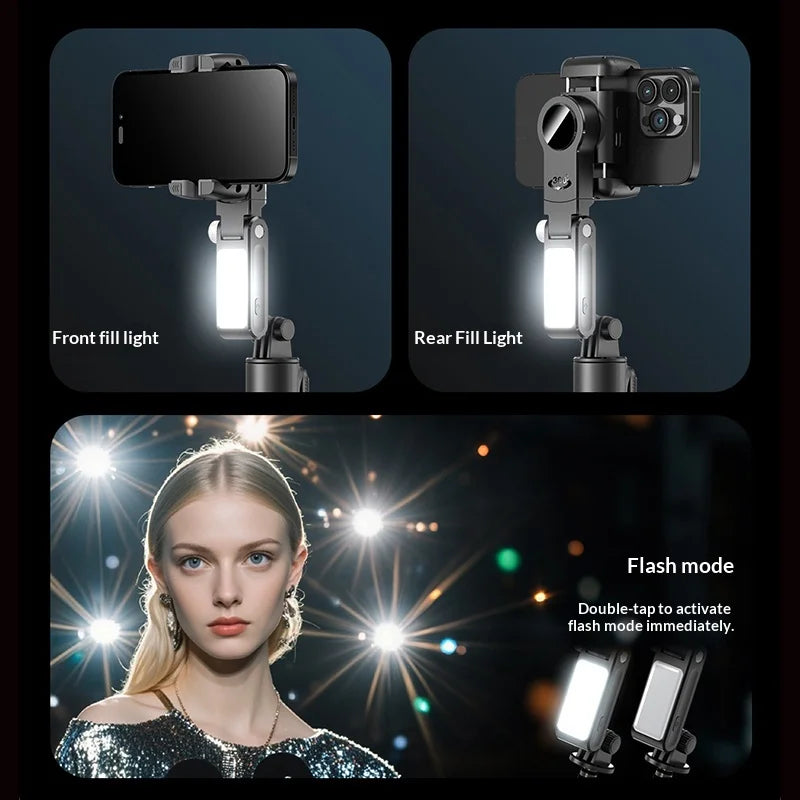 CYKE Q19 3 in 1 AI Face Tracking Handheld Gimbal Stabilizer for Smartphone Selfie Stick Tripod Built-in LED Fill Light - Black - 3