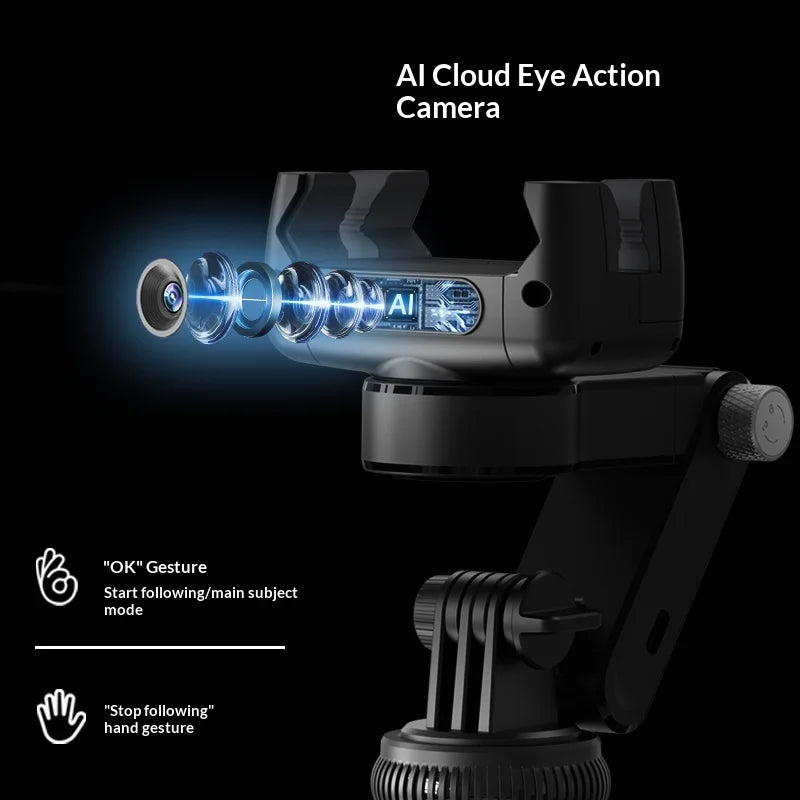 CYKE Q19 3 in 1 AI Face Tracking Handheld Gimbal Stabilizer for Smartphone Selfie Stick Tripod Built-in LED Fill Light - Black - 4