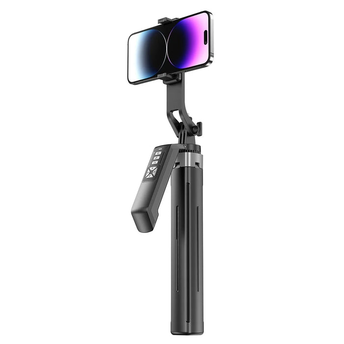 P18TK Selfie Stick with Dual Square Fill Light Handheld Stabilizer Pop-up Tripod Stand for Live Streaming - Black - 2
