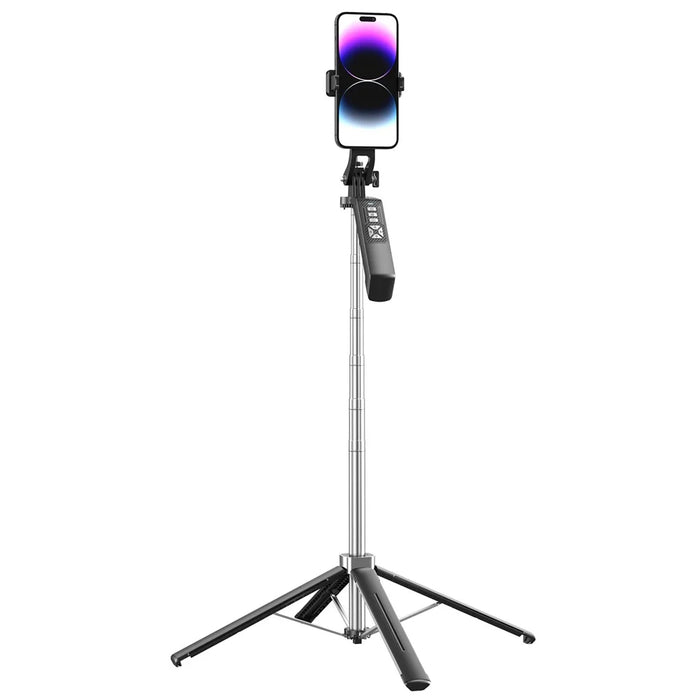 P18TK Selfie Stick with Dual Square Fill Light Handheld Stabilizer Pop-up Tripod Stand for Live Streaming - Black - 3