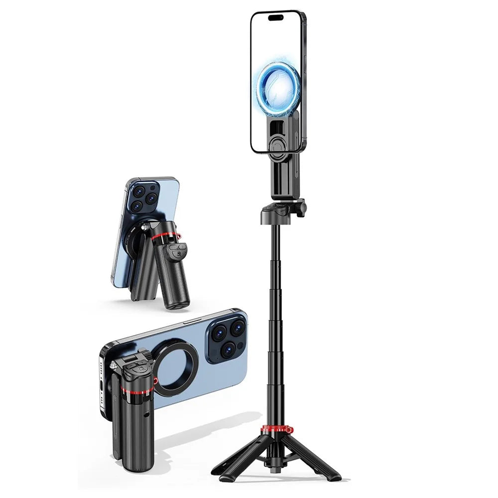 CYKE F08 Magnetic Phone Holder Mini Selfie Stick Stretchable 4-Leg Tripod Stand with Bluetooth-compatible Remote - 1