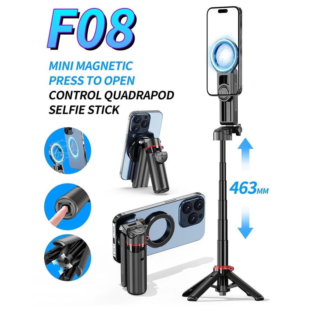 CYKE F08 Magnetic Phone Holder Mini Selfie Stick Stretchable 4-Leg Tripod Stand with Bluetooth-compatible Remote - 3