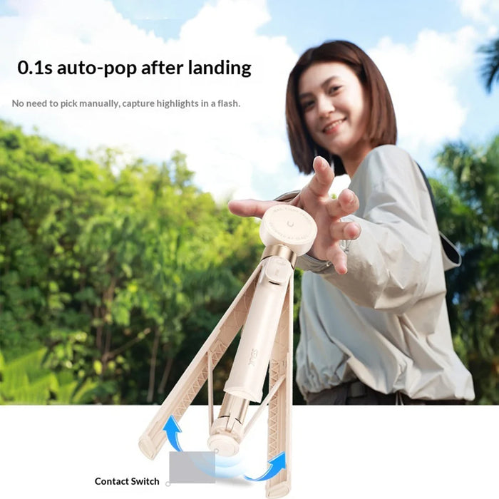 CYKE AB230 1.7m Extendable Selfie Stick with Magnetic Phone Holder Auto Pop-up Tripod Stand for Live Streaming - White - 4