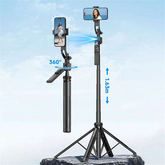 DEVIA ES086 / C17 AI Smart Tracking Gimbal Selfie Stick with Live Streaming Tripod Stand - Black - 2