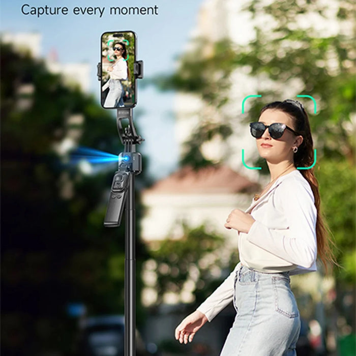 DEVIA ES086 / C17 AI Smart Tracking Gimbal Selfie Stick with Live Streaming Tripod Stand - Black - 6