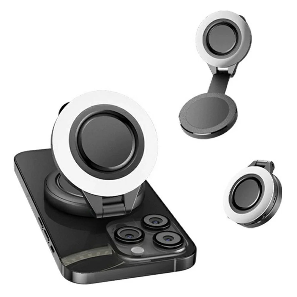 D13 Magnetic Ring Light for Phone Photography 180° Rotating Portable LED Fill Light with 3 Color Modes - Black - 1