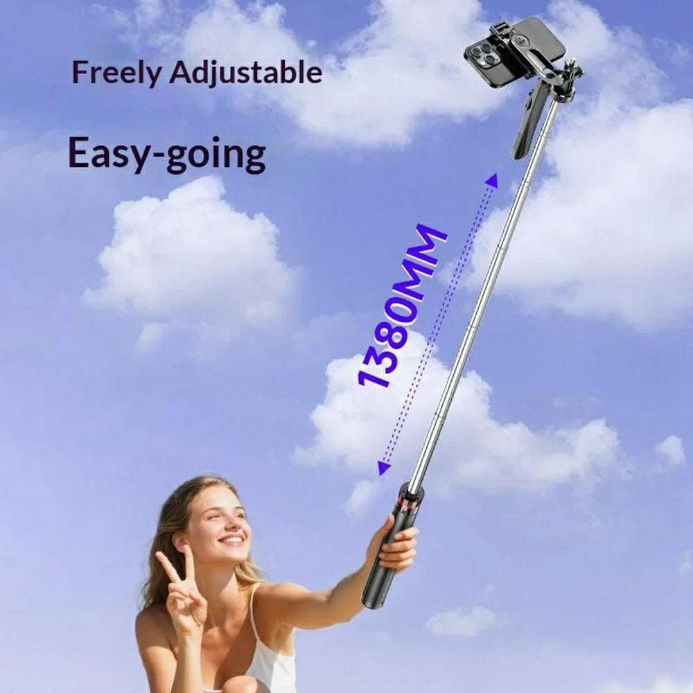 F05 Extendable Selfie Stick Tripod Stand 360° Rotating Remote Control Phone Holde for Vlogging Photography - 5