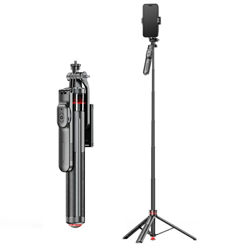 F06 One-Touch Deploy Selfie Stick Tripod 1300mm Extendable Automatic Tripod Stand for Travel, Vlogging - Black - 1