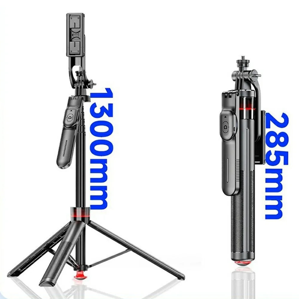 F06 One-Touch Deploy Selfie Stick Tripod 1300mm Extendable Automatic Tripod Stand for Travel, Vlogging - Black - 7