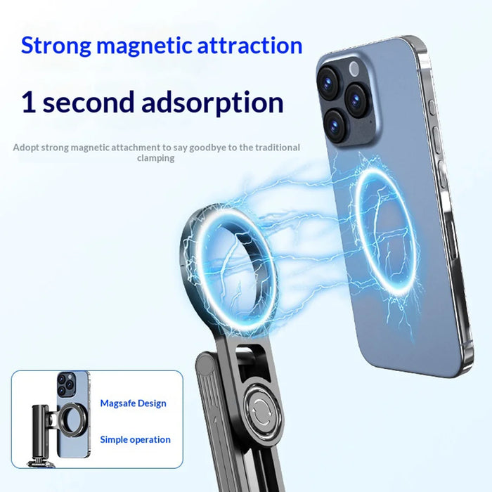 F08 Magnetic Phone Tripod with Bluetooth-compatible Remote Shutter Anti-shake Selfie Stick for Photography - Black - 3