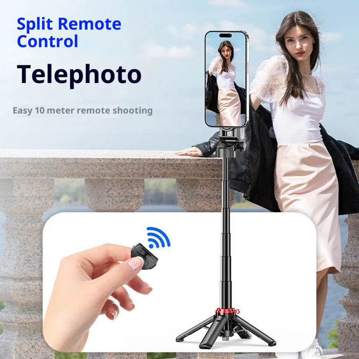 F08 Magnetic Phone Tripod with Bluetooth-compatible Remote Shutter Anti-shake Selfie Stick for Photography - Black - 4