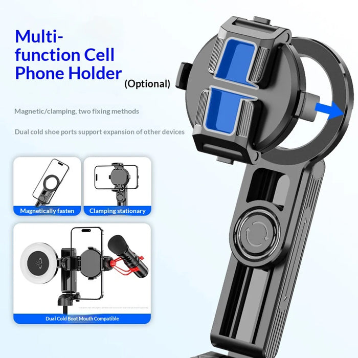 F08 Magnetic Phone Tripod with Bluetooth-compatible Remote Shutter Anti-shake Selfie Stick for Photography - Black - 5