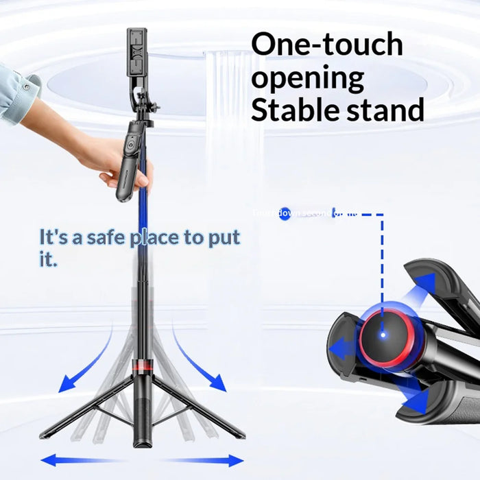 F06 1.3m Extendable Selfie Stick Auto Pop Open Tripod with Bluetooth-compatible Remote - F06 - 3