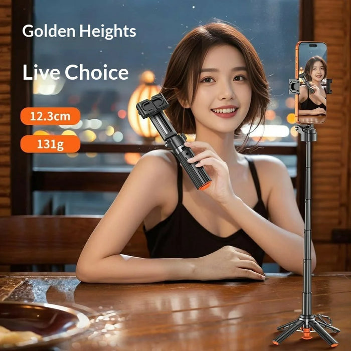 T13Y Bluetooth-compatible Selfie Stick Tripod with Square Fill Light Phone Grip Handle Holder - Black - 4