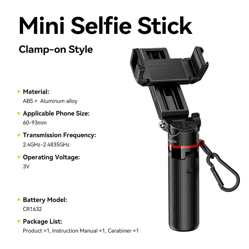 ESSAGER 4-in-1 Mini Selfie Stick Phone Clip Holder Bluetooth-compatible Remote Tripod Stand for Phone Photography - 2