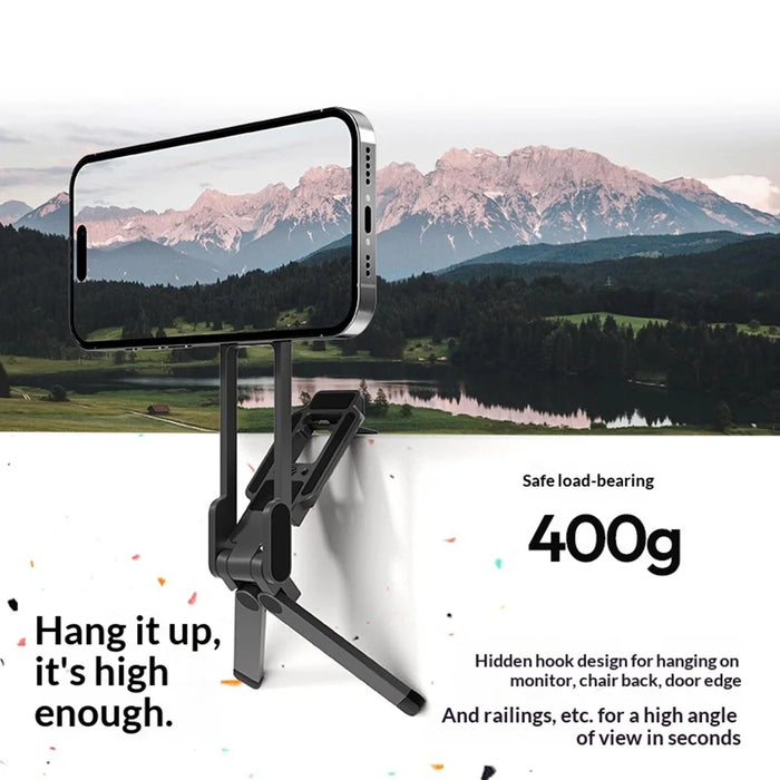 Portable Magnetic Phone Stand Travel Foldable Rotating Cellphone Holder for Selfie Live Streaming - Space Gray - 6