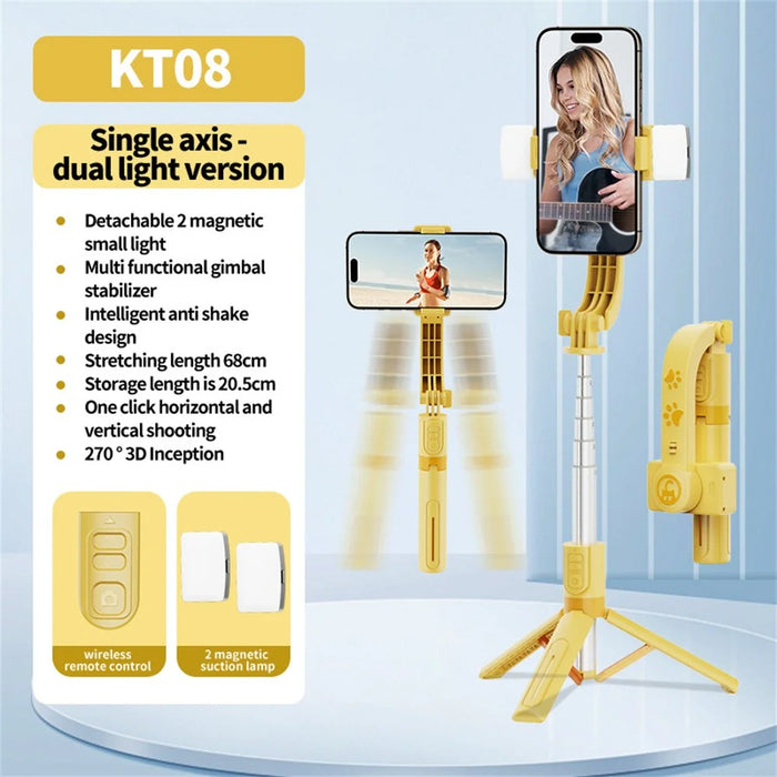 KT08 Phone Gimbal Stabilizer with 2Pcs Magnetic Fill Light Bluetooth-compatible Remote Control Anti-shake Tripod Selfie Stick - 2