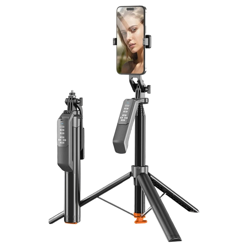 T02TK 360 Degrees Rotation Selfie Stick Tripod Bluetooth-compatible Remote Control Phone Tripod Stand for Live Streaming - 1