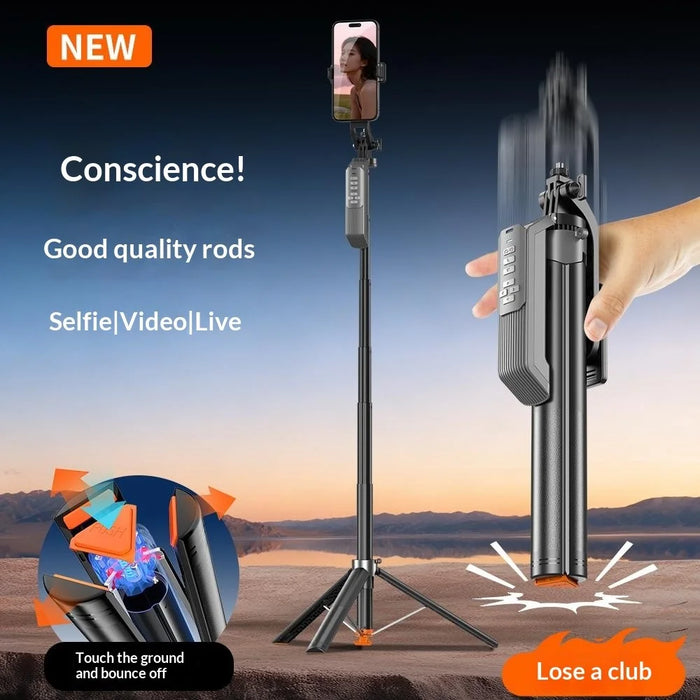 T02TK 360 Degrees Rotation Selfie Stick Tripod Bluetooth-compatible Remote Control Phone Tripod Stand for Live Streaming - 3