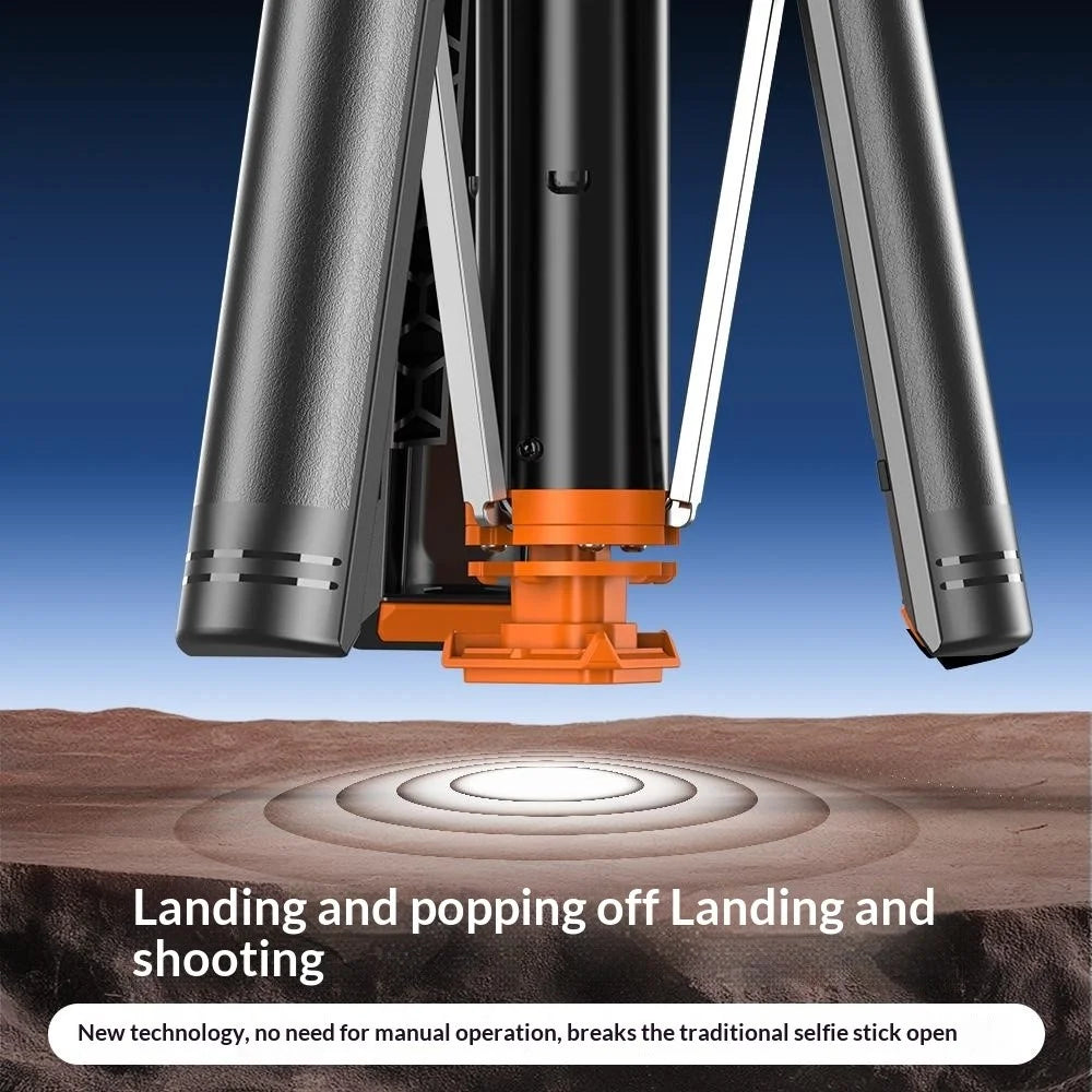 T02TK Selfie Stick Tripod with Single Removable Rotating Square Light 360 Degrees Rotation Remote Control Phone Tripod Stand - 4