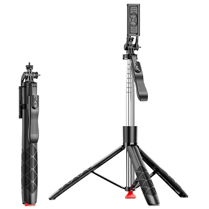 L15-TT 1.8m Auto Pop Open Tripod Selfie Stick Remote Control Bluetooth-compatible Stainless Steel Adjustable Stand for Photography - Black - 1