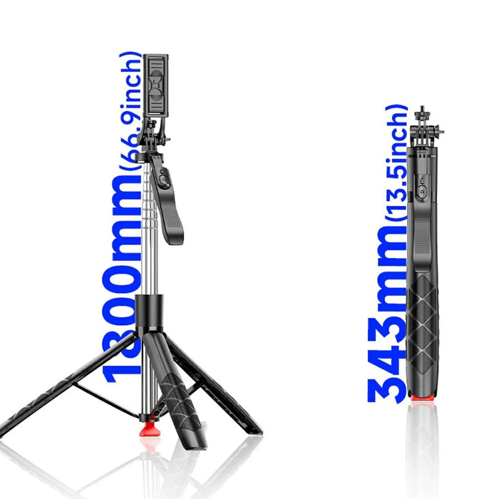 L15-TT 1.8m Auto Pop Open Tripod Selfie Stick Remote Control Bluetooth-compatible Stainless Steel Adjustable Stand for Photography - Black - 6