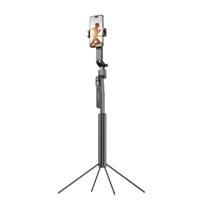 FUNSNAP A8 AI Tracking Phone Tripod 1.9m Extendable 4-Leg Stand for Live Streaming Video Recording (without Fill Light) - Black - 1