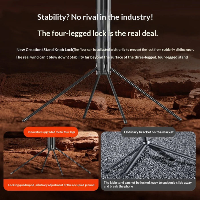 FUNSNAP A8 AI Tracking Phone Tripod 1.9m Extendable 4-Leg Stand for Live Streaming Video Recording (without Fill Light) - Black - 3