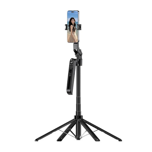 FUNSNAP A16 1.8m Extendable AI Face Tracking Selfie Stick 360 Degree Panoramic Tripod with Remote (without Fill Light) - Black - 1