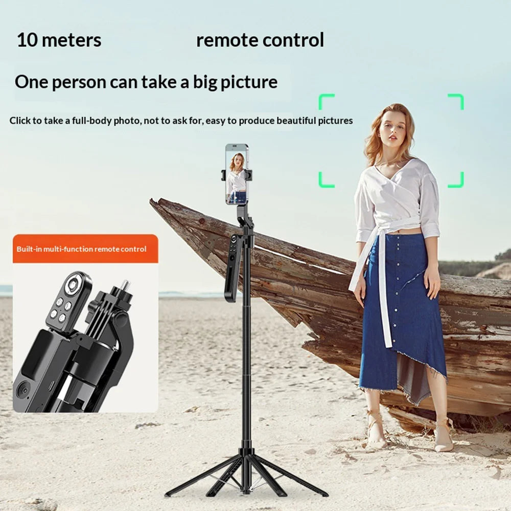 FUNSNAP A16 1.8m Extendable AI Face Tracking Selfie Stick 360 Degree Panoramic Tripod with Remote (without Fill Light) - Black - 5