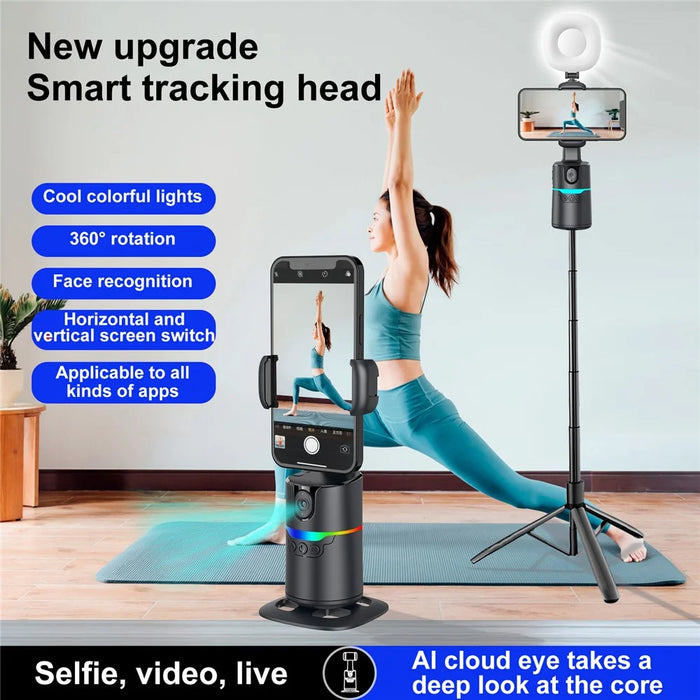 Q14 AI Smart Tracking Gimbal 360 Degree Automatic Face Following Phone Stabilizer with Remote - Black - 2