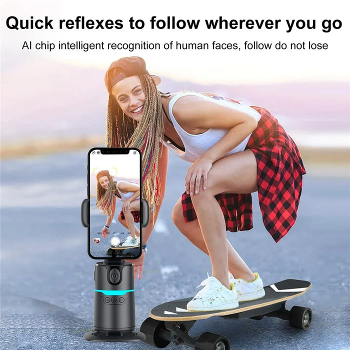 Q14 AI Smart Tracking Gimbal 360 Degree Automatic Face Following Phone Stabilizer with Remote - Black - 3