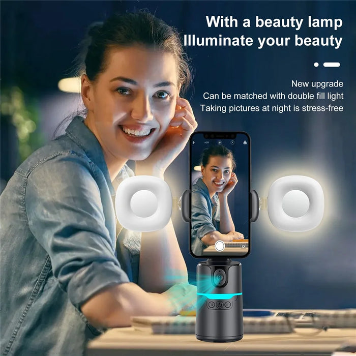 Q14 AI Smart Tracking Gimbal 360 Degree Automatic Face Following Phone Stabilizer with Remote - Black - 4