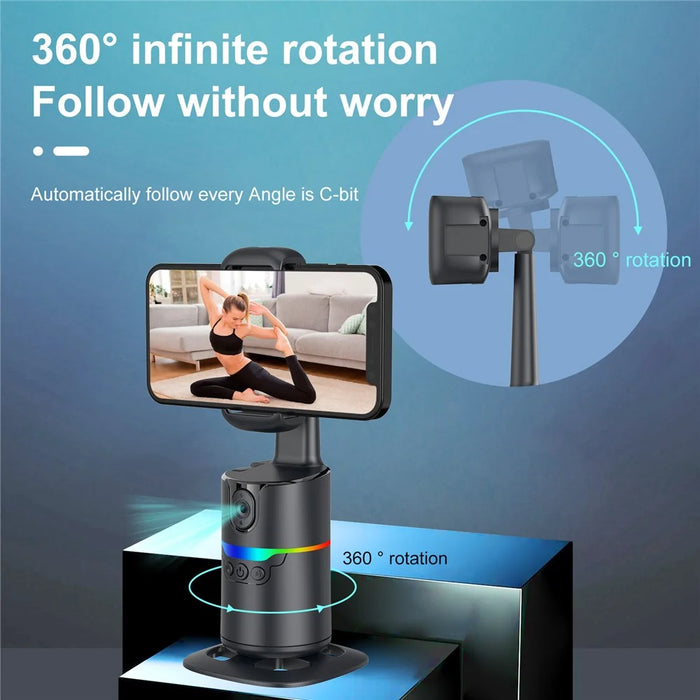 Q14 AI Smart Tracking Gimbal 360 Degree Automatic Face Following Phone Stabilizer with Remote - Black - 6