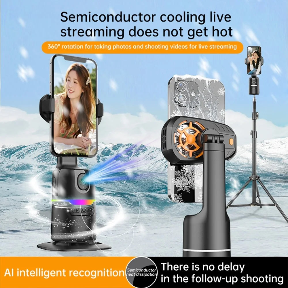 Q15 Phone Cooling Gimbal 360 Degree Auto Tracking Gimbal AI Face Follow Shooting Stabilizer for Live Streaming Vlog - 2