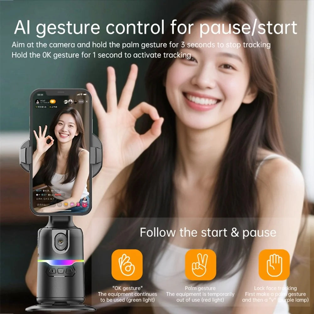 Q15 Phone Cooling Gimbal 360 Degree Auto Tracking Gimbal AI Face Follow Shooting Stabilizer for Live Streaming Vlog - 6