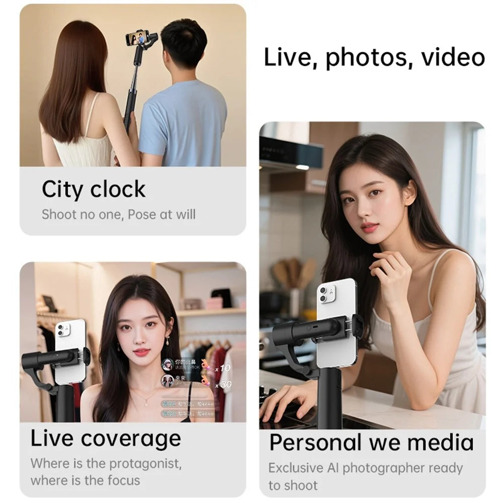Q18 AI Smart Face Tracking Phone Stabilizer Gimbal Dual Axis Anti-Shake Selfie Stick with Tripod for Live Streaming - 3