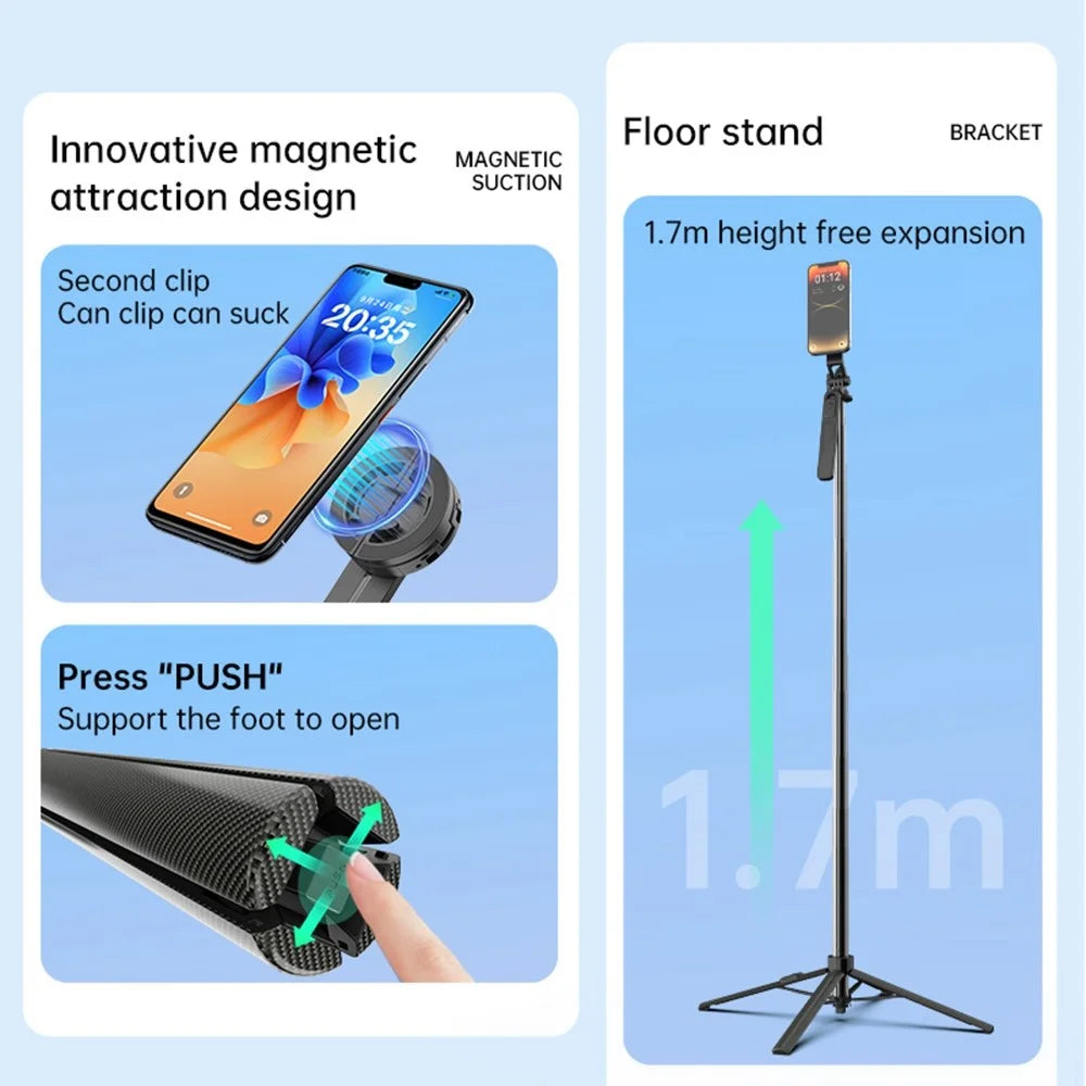 K05 Magnetic Tripod Selfie Stick Bluetooth-compatible Remote Control Foldable Phone Holder for Photography - 3