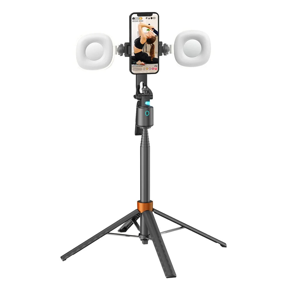 Q13 AI Smart Tracking Gimbal with 2Pcs Fill Lights Phone Selfie Stick 360 Degree Face Follow Vlog Stabilizer for Phone Photography - 1