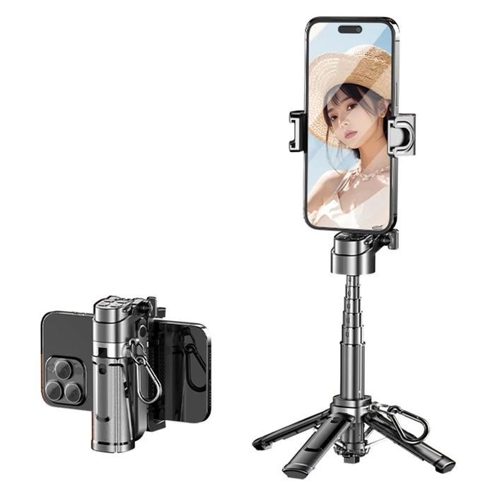 P25Y Mini Portable Selfie Stick Bluetooth-compatible Remote Tripod Stand Extendable Desktop Phone Holder - Black - 1